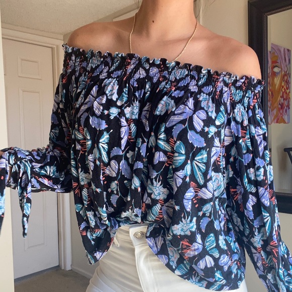 Free People Butterfly Off the Shoulder Blouse - Picture 2 of 5